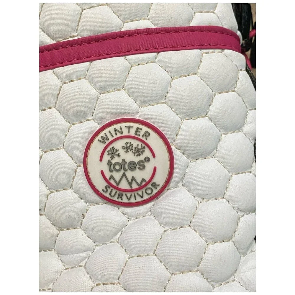 Totes Toasty White Girls Snow Boot in Black, Pink and White Sz 4 - Picture 2 of 10